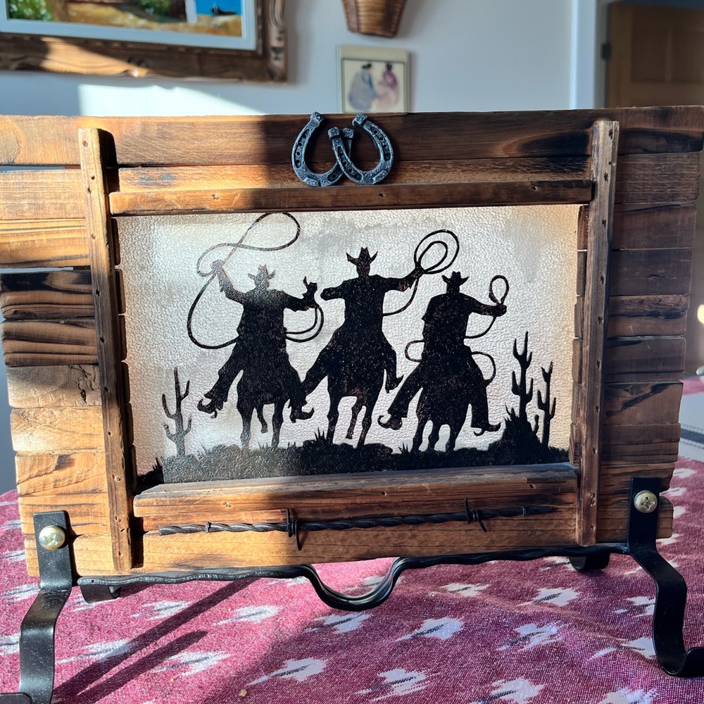 Rustic Cowboy Candle Holder - Brown and Black